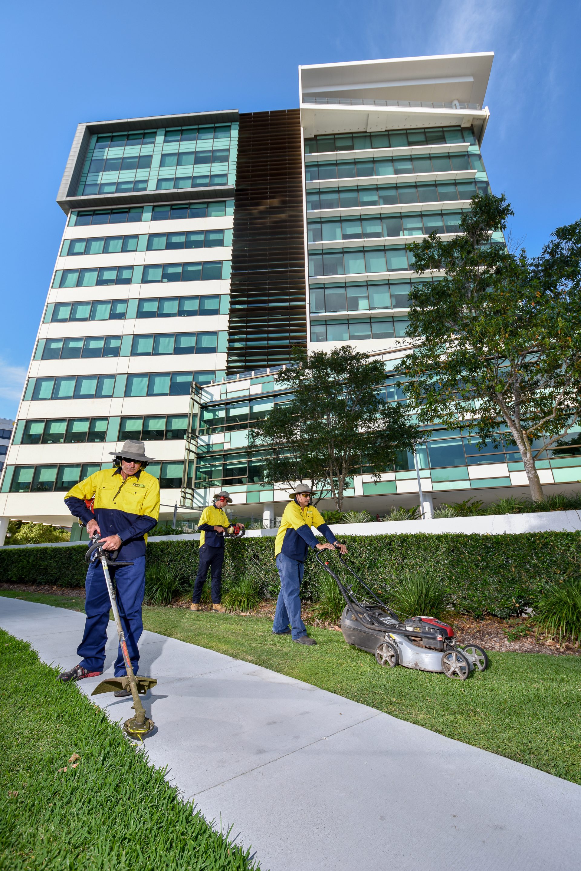 Grolife crew maintaining a commercial site