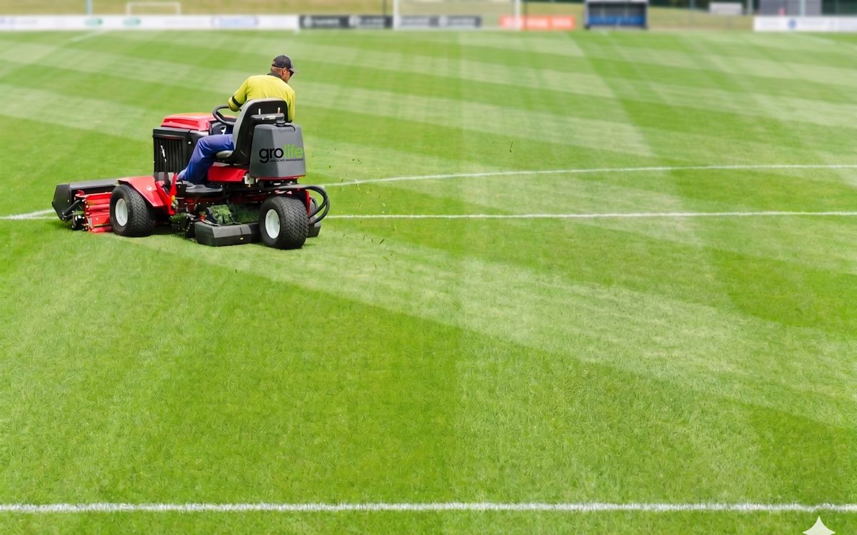 Manicured turf prepared for an event